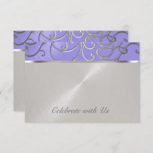Quinceanera Lavender Purple Silver Filigree Swirls Invitation