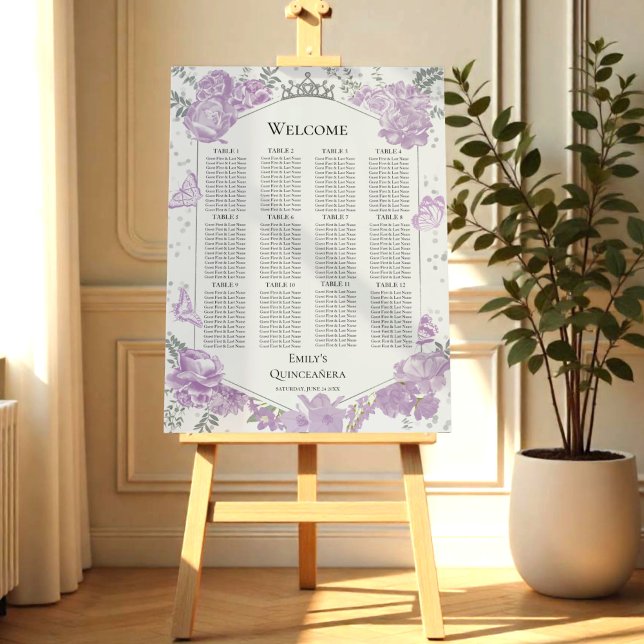 Quinceanera Lavender Seating Chart Sign Butterflys (Creator Uploaded)