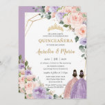 Quinceañera Lilac Blush Floral Rose Gold Twins Invitation<br><div class="desc">Personalize this lovely quinceañera invitation with own wording easily and quickly,  simply press the customize it button to further re-arrange and format the style and placement of the text.  Matching items available in store!  (c) The Happy Cat Studio</div>