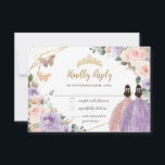 Quinceañera Lilac Blush Floral Rose Gold Twins RSVP Card<br><div class="desc">(c) The Happy Cat Studio</div>