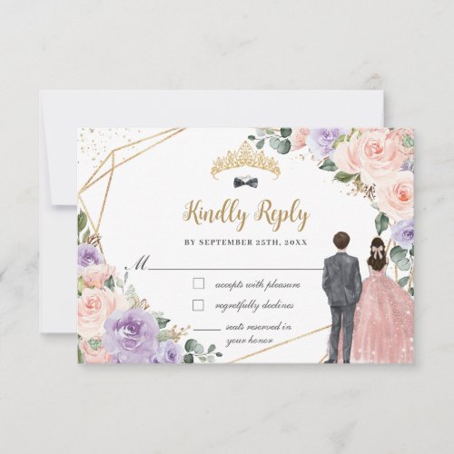 Quinceañera Lilac Blush Floral Twins Boy Girl