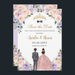 Quinceañera Lilac Blush Floral Twins Boy Girl Save The Date<br><div class="desc">(c) The Happy Cat Studio</div>
