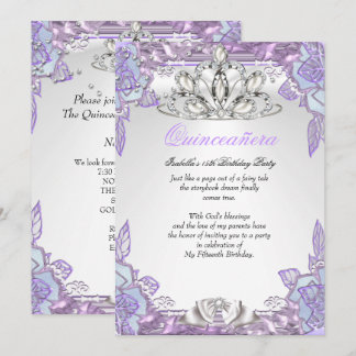 Quinceanera Lilac Pink 15th Birthday Party 2 Invitation