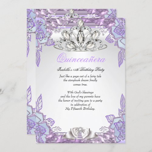 Quinceanera Lilac Pink 15th Birthday Party 2 Invitation