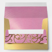 Quinceanera Lilac Pink and Gold Filigree Swirls Envelope (Back (Bottom))