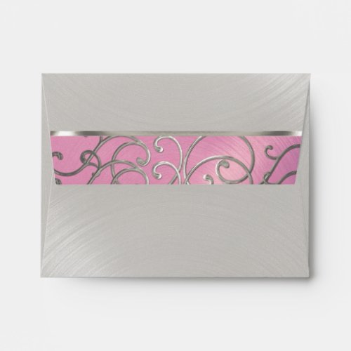 Quinceanera Lilac Pink and Silver Filigree Swirls Envelope