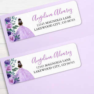 Quinceañera Lilac Purple Flowers Crown Label