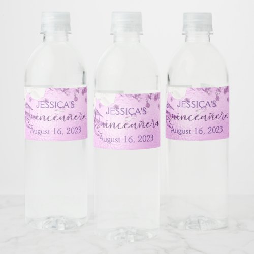 Quinceanera lilac purple mini water label