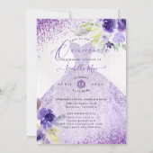 Quinceanera Lilac Purple Silver Glitter Gown Invit Invitation (Back)