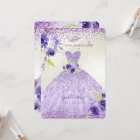 Quinceanera Lilac Purple Silver Glitter Gown Invit