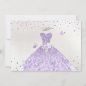 Quinceanera Lilac Purple Silver Glitter Gown Invitation (Back)
