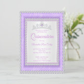 Quinceanera Lilac Tiara Photo Birthday Party Invitation (Standing Front)