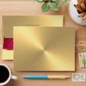 Quinceanera Magenta Pink and Gold Filigree Swirls Envelope (Desk)