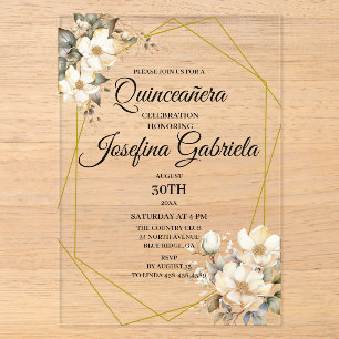 Quinceanera Magnolia Acrylic Invitations