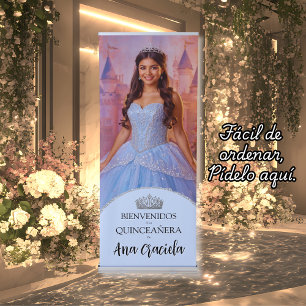 Quinceanera manta Azul Celeste vinilo con foto Ret Retractable Banner