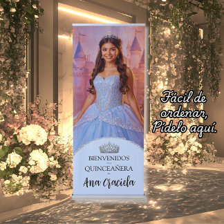 Quinceanera manta Azul Celeste vinilo con foto Ret Retractable Banner