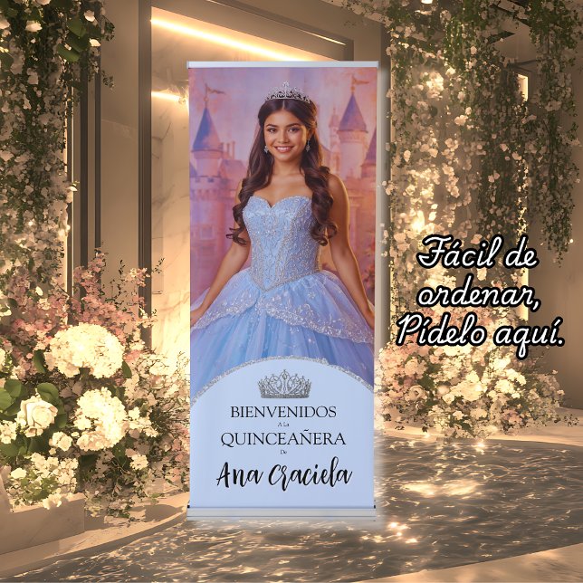 Quinceanera manta Azul Celeste vinilo con foto Ret Retractable Banner (Creator Uploaded)