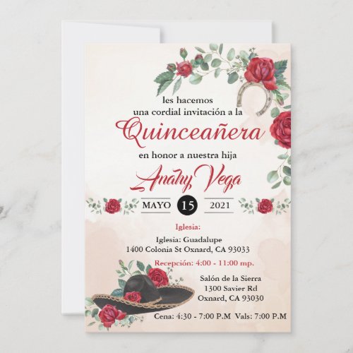 QUINCEANERA Mariachi Charra Rustic Charro Mexicana Invitation