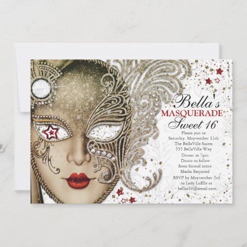 Quinceanera Masquerade Birthday Party Invitations