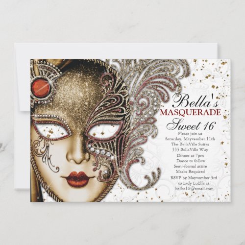 Quinceanera Masquerade Birthday Party Invitations