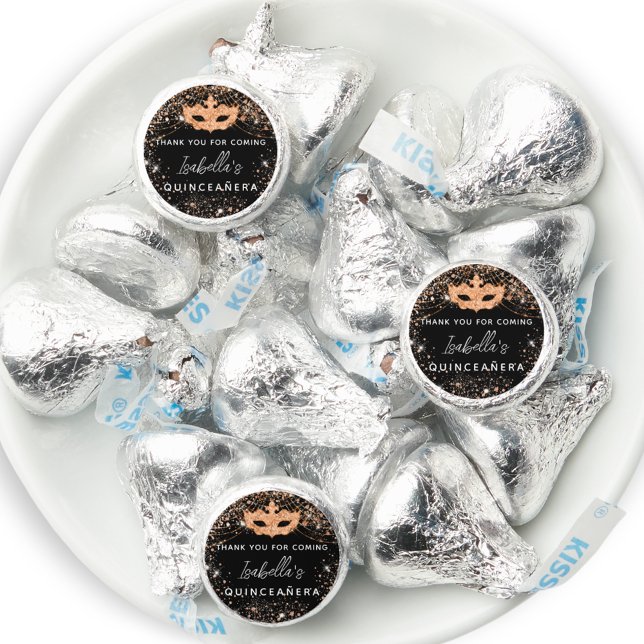 Quinceanera masquerade black gold party hershey®'s kisses® (Creator Uploaded)