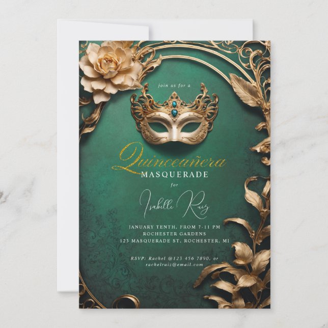 Quinceañera masquerade invitation (Front)
