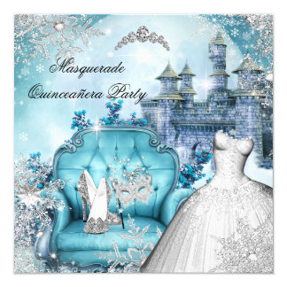 Quinceanera Masquerade Magical Princess Blue Card