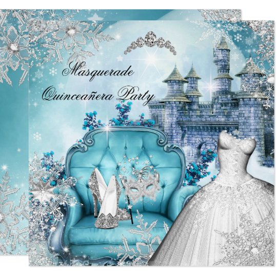 Quinceanera Masquerade Magical Princess Blue Invitation