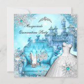 Quinceanera Masquerade Magical Princess Blue Teal Invitation (Front)