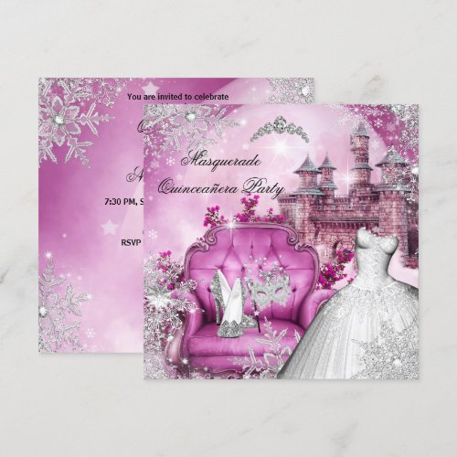 Quinceanera Masquerade Magical Princess Pink Custom Invitation
