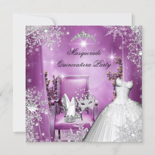 Quinceanera Masquerade Magical Princess Pink Invite
