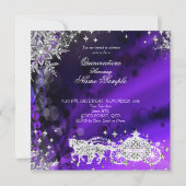 Quinceanera Masquerade Magical Princess Purple Invitation (Back)