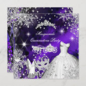 Quinceanera Masquerade Magical Princess Purple Invitation (Front/Back)