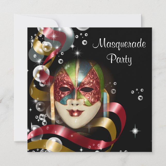 Quinceanera masquerade mask PERSONALIZE Invitation (Front)