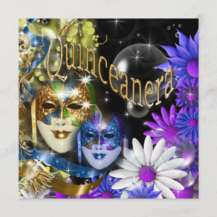 Quinceanera masquerade mask PERSONALIZE Invitation