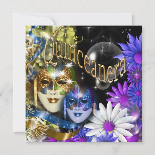 Quinceanera masquerade mask PERSONALIZE Invitation