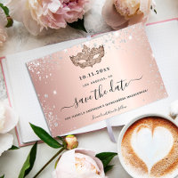 Quinceanera masquerade rose gold mask