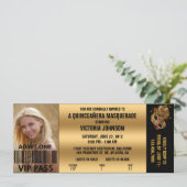 Quinceañera Masquerade VIP Admission Ticket Invitation (Standing Front)
