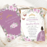 Quinceañera Mauve Floral Butterfly Princess Dress Invitation<br><div class="desc">Personalize this lovely quinceañera invitation with own wording easily and quickly,  simply press the customize it button to further re-arrange and format the style and placement of the text.  Matching items available in store!  (c) The Happy Cat Studio</div>
