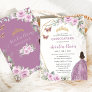Quinceañera Mauve Floral Butterfly Princess Dress Invitation