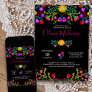 Quinceanera Mexican Fiesta Colorful Floral Black Invitation