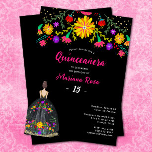 Quinceanera Mexican Fiesta Floral Birthday Invitation