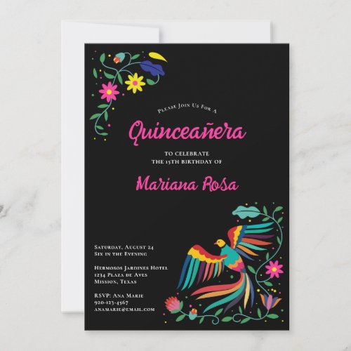 Quinceanera Mexican Fiesta Floral Birthday Invitation