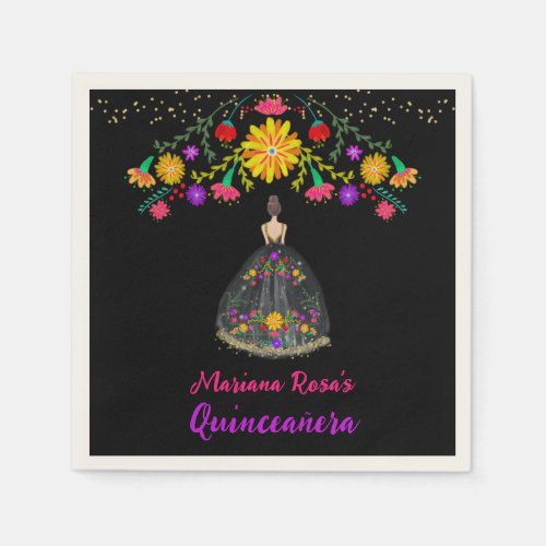 Quinceanera Mexican Fiesta Floral Birthday Napkins