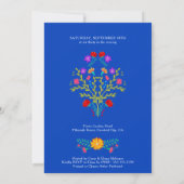Quinceanera Mexican Fiesta Floral Blue Photo Invitation (Back)