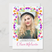 Quinceanera Mexican Fiesta Floral White Photo Invitation (Front)