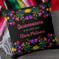 Quinceanera Mexican Fiesta Flowers Black