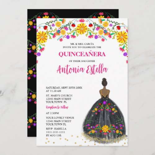 Quinceanera Mexican Fiesta Princess Dress  Invitation