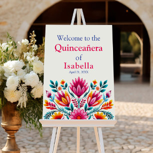 Quinceanera Mexican Floral Birthday Welcome Foam Board