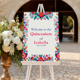 Quinceanera Mexican Floral Birthday Welcome Foam Board